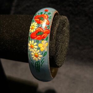 Bangle Bracelet, hand painted wood.